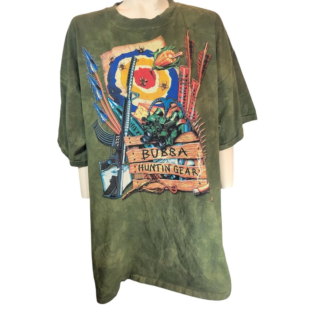 The Mountain Bubba Hunting Gear Tie Dye Graphic Shirt Mens Cotton Green Size XXL